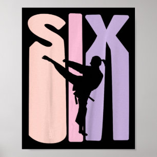 Affiche 6e anniversaire Cadeau Karate Retro Taekwondo Mart