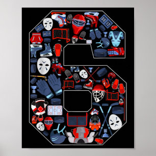 Affiche 6e anniversaire de hockey sur glace Thème 6 ans Bo