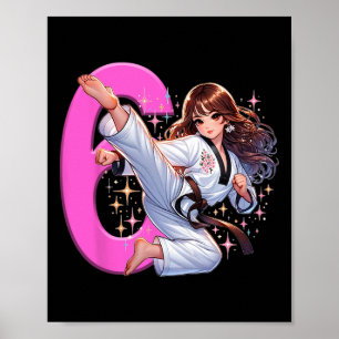 Affiche 6e anniversaire Girl Martial Arts Party Taekwondo 