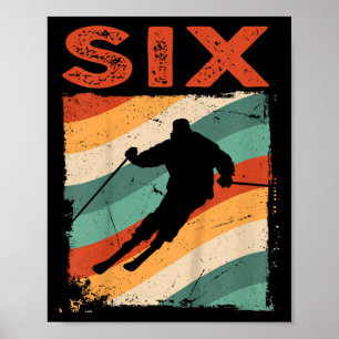 Affiche 6e anniversaire Retro Ski Ski 6 ans Garçons Fille