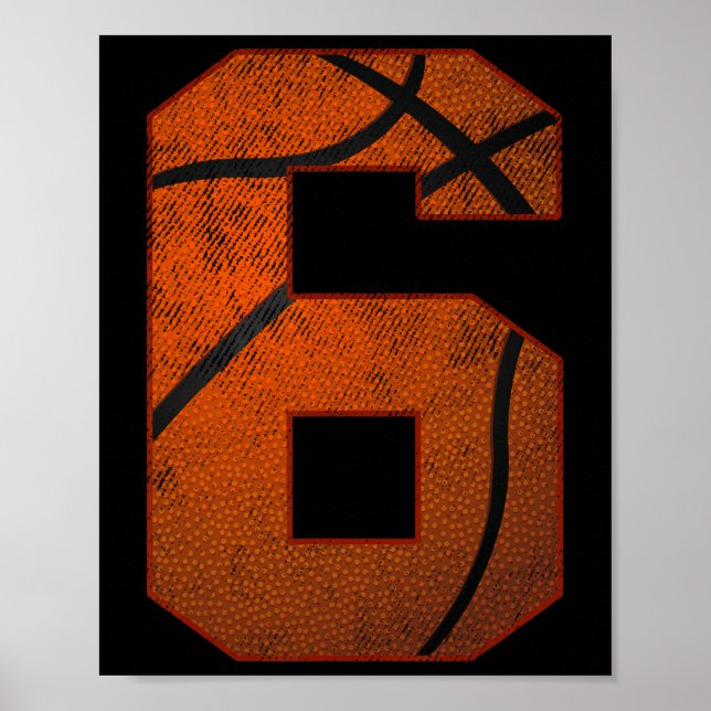 Affiche 6e Birthday Party Six 6 Year Old Basketball Bday (Devant)