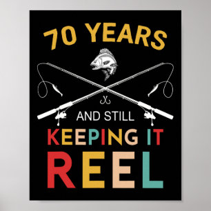 Affiche 70 ans et toujours fidèle à la pêche 70e anniversa