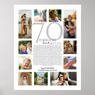 Affiche 70 choses que nous aimons sur vous photo collage