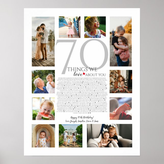 Affiche 70 choses que nous aimons sur vous photo collage (Devant)
