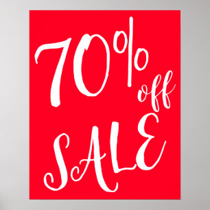 Affiche 70% De Promo Signal, Boutique Rouge Signal, Vente