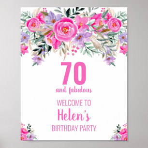Affiche 70 et fabuleux rose élégante fête d'anniversaire p