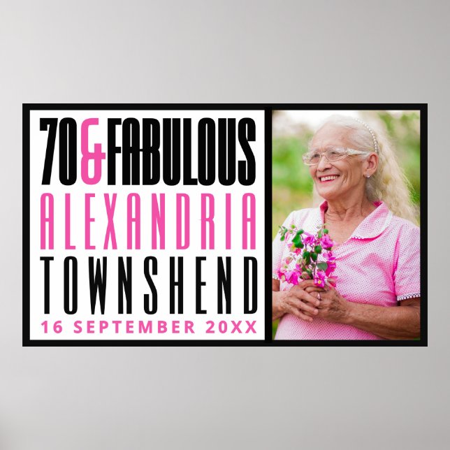 Affiche 70 & Fabuleux Typographie Gras Photo 70e Anniversa (Devant)