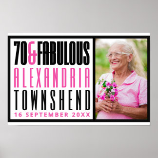 Affiche 70 & Fabuleux Typographie Gras Photo 70e Anniversa