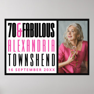 Affiche 70 & Fabuleux Typographie Gras Photo 70e Anniversa