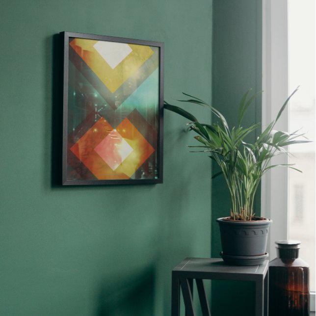 Affiche 70 Orange Abstrait Techno Triangles (Créateur téléchargé)