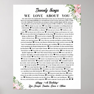 Affiche 70 raisons pour lesquelles nous aimons