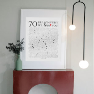 Affiche 70 raisons pour lesquelles nous t'aimons 80e 60e 5