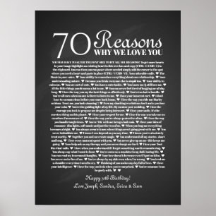 Affiche 70 raisons pour lesquelles nous t'aimons cadeau d'