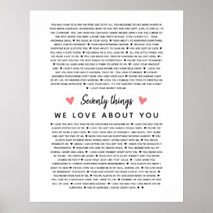 Affiche 70 raisons pour lesquelles nous t'aimons cadeau d'