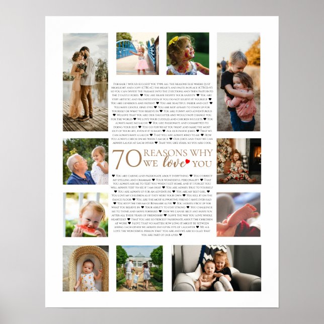 Affiche 70 raisons pour lesquelles nous vous aimons 80e 60 (Devant)
