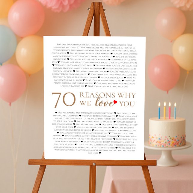 Affiche 70 raisons pour lesquelles nous vous aimons 80e 60 (Créateur téléchargé)