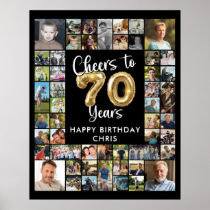 Affiche 70e anniversaire 51 Collage de photos À 70 ans, fé