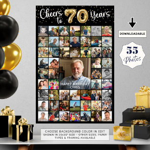 Affiche 70e anniversaire 55 Collage de photos encourage à 