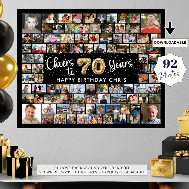 Affiche 70e anniversaire 92 Photos Black Gold Cheers To Ye (Créateur téléchargé)