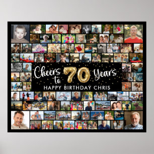 Affiche 70e anniversaire 92 Photos Noir Or À l'honneur des