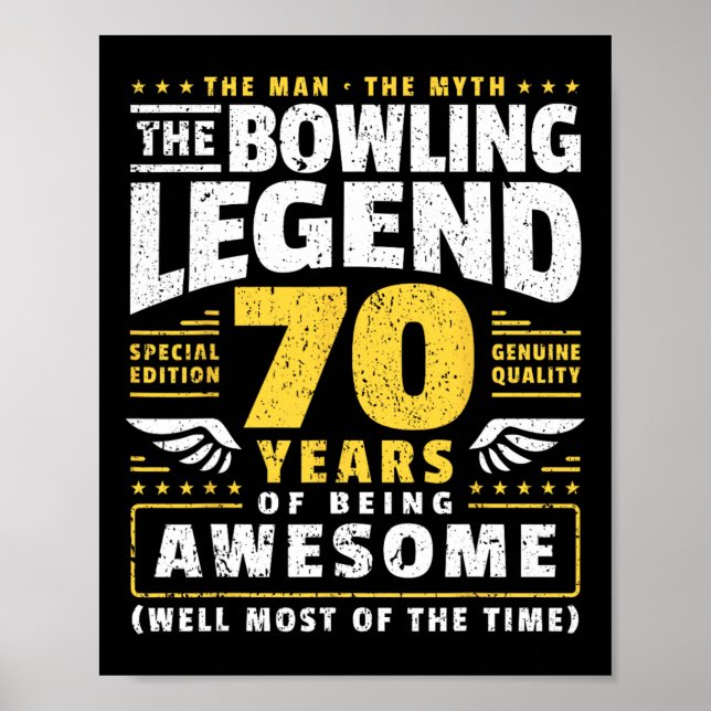 Affiche 70e anniversaire Bowling 70 ans Old Bowler (Devant)