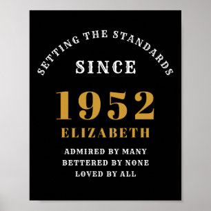 Affiche 70th Birthday 1952 Elegant Black Gold Chic