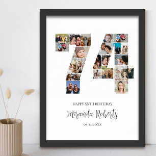 Affiche 74e anniversaire Numéro 74 Photo personnalisée Col