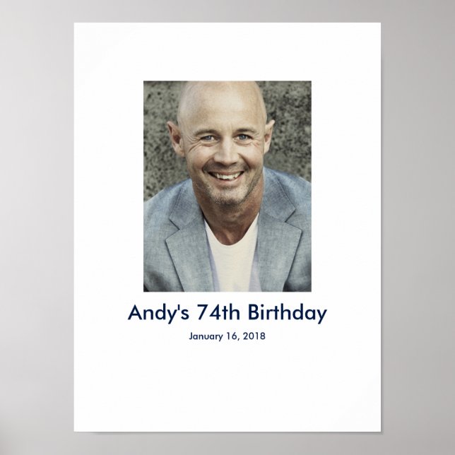 Affiche 74e anniversaire photo personnalisée Connexion Bur (Devant)