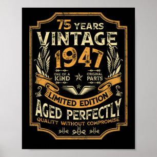 Affiche 75 ans Vintage 1947 75e anniversaire