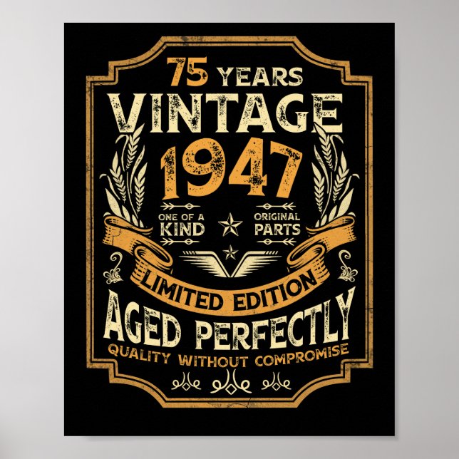 Affiche 75 ans Vintage 1947 75e anniversaire (Devant)