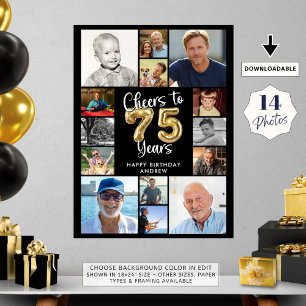 Affiche 75e anniversaire 14 photo Collage encourage à 75 a