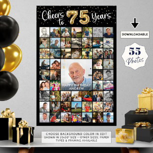 Affiche 75e anniversaire 55 Collage de photos encourage à 