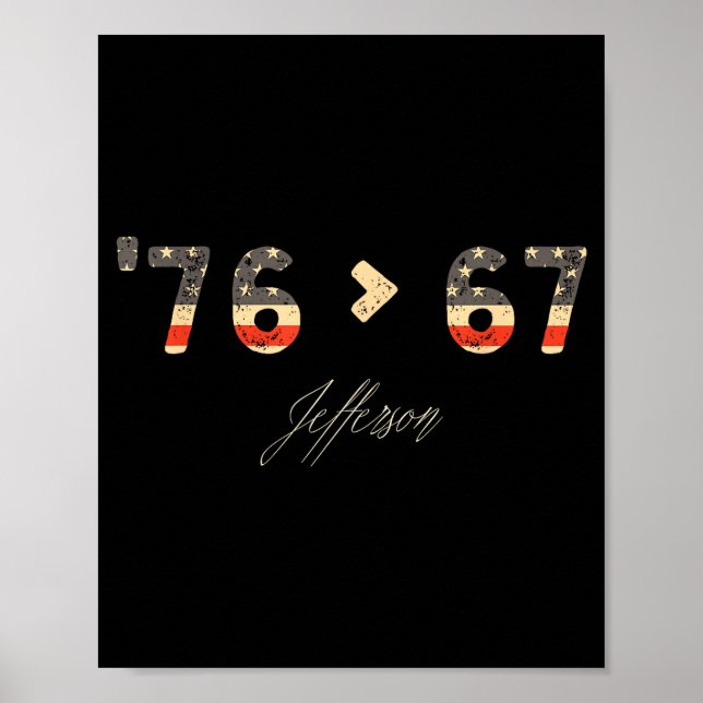 Affiche 76 > 67 Jefferson Six Seven Mème pour la Gen Alpha (Devant)
