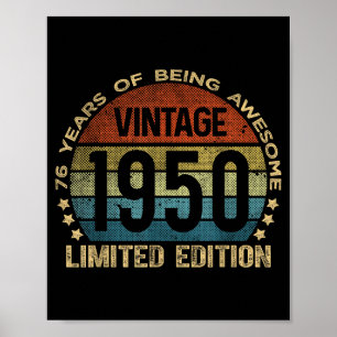 Affiche 76 ans Vintage 1950 Édition limitée 76e anniversai