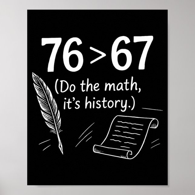 Affiche 76 Supérieur à 67 Faites le calcul Histoire drôle  (Devant)
