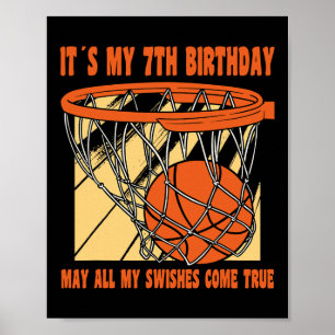 Affiche 7 ans Joyeux 7e anniversaire Basketball 7e anniver