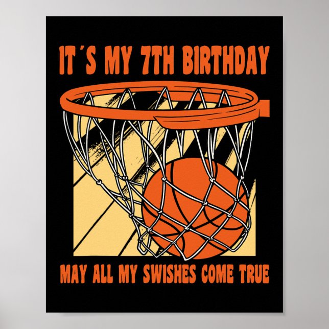 Affiche 7 ans Joyeux 7e anniversaire Basketball 7e anniver (Devant)