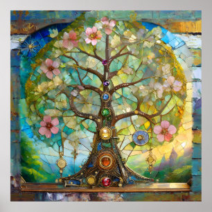Affiche 7 Chakra Fleurissant Arbre De Vie