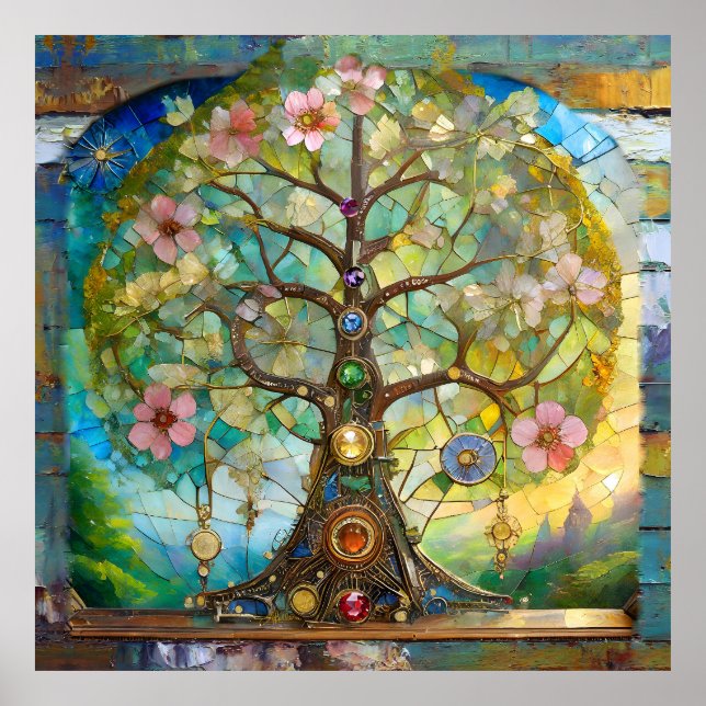 Affiche 7 Chakra Fleurissant Arbre De Vie (Devant)