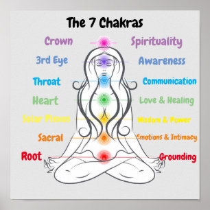 Affiche 7 chakras 12 x 12 pouces