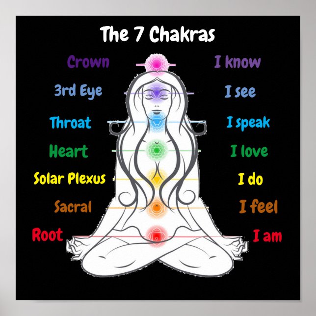 Affiche 7 chakras 12 x 12 pouces (Devant)