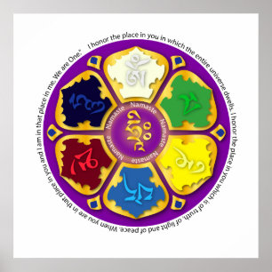 Affiche 7 chakras Mandala et Om