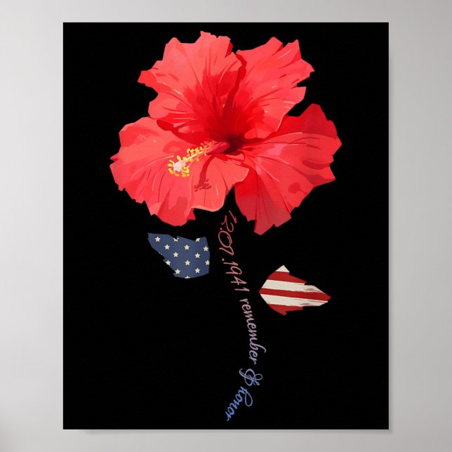 Affiche 7 décembre 1941 Hibiscus, mémorial Pearl Harbour (Devant)