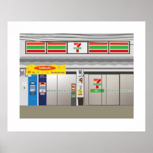 Affiche 7-Eleven Storefront Bangkok Thaïlande Travel