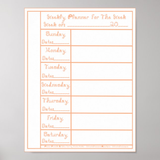 Affiche 7 Jours Peach Fuzz Fabric Police Weekly Planner Im (Devant)