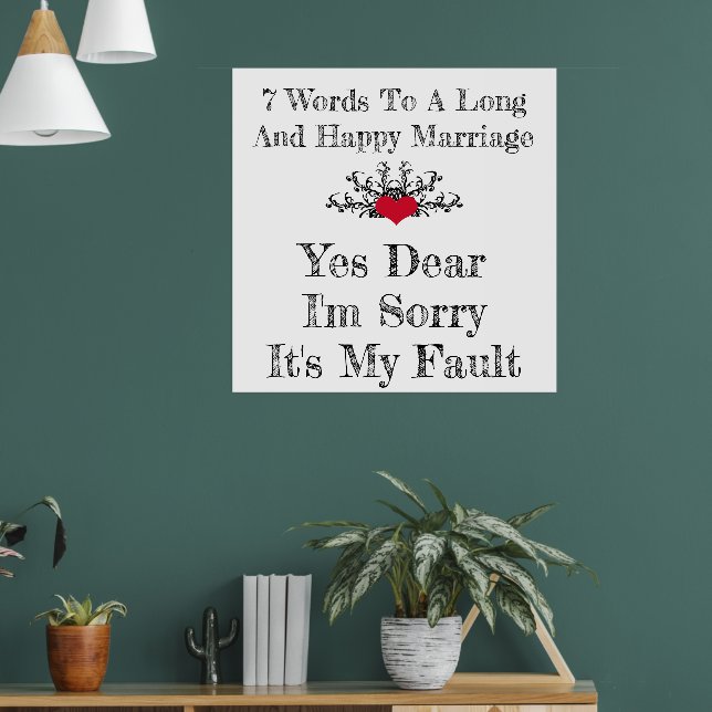 Affiche 7 Mots À Un Mariage Long Et Heureux (Salon 1)
