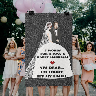 Affiche 7 mots à un mariage long et heureux - Oui Cher Pos