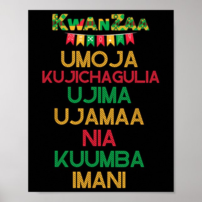 Affiche 7 Principes De Kwanzaa Happy Kwanzaa Cand Africain (Devant)