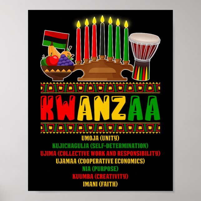 Affiche 7 Principes De La Célébration De Kwanzaa Pan Afric (Devant)