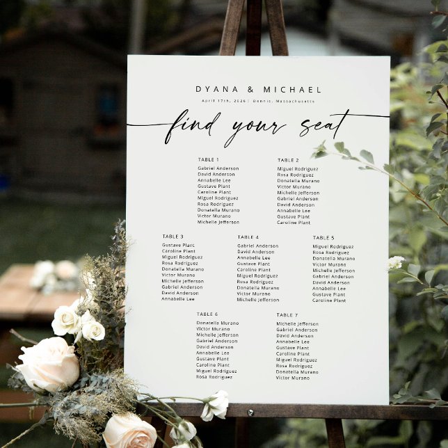 Affiche 7 Tables Modernes Trouvez Votre Siège Graphique (Créateur téléchargé)